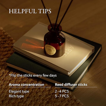 Soréva Sandalwood Reed Diffuser Set, Plant-Based Oil with Cedar & Musk, Long-Lasting Luxury Home Fragrance for Bedroom & Office, Mindfulness Decor, Calm Aromatherapy Gift Set, 7 Reeds, 4.39 fl oz