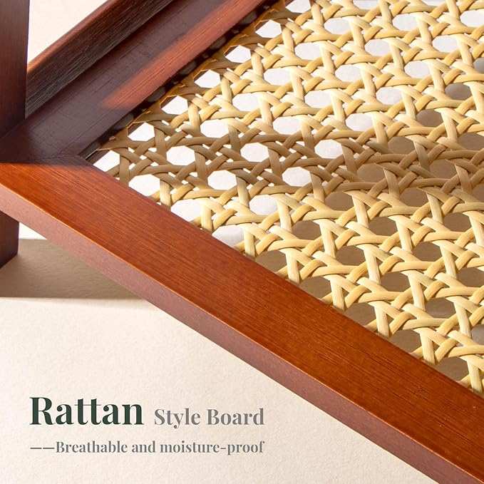 ANBOXIT Rattan-Look Matcha Station Organizer, Countertop Bamboo Tea & Coffee Accessories Station Organizer, 2 Tier Mug Holder Display Stand for Kitchen Condiment, Home, Office - Brown