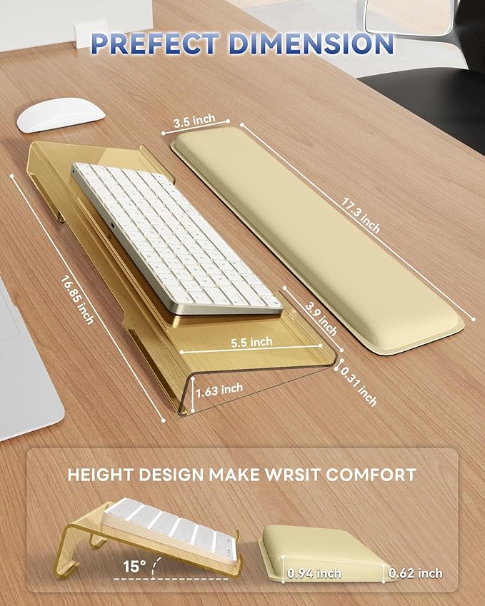 Laborio Computer Keyboard Wrist Rest Stand for Desktop, Keyboard Holder for Easy Typing with Wrist Pad for Office Desk, Home, School (Beige)