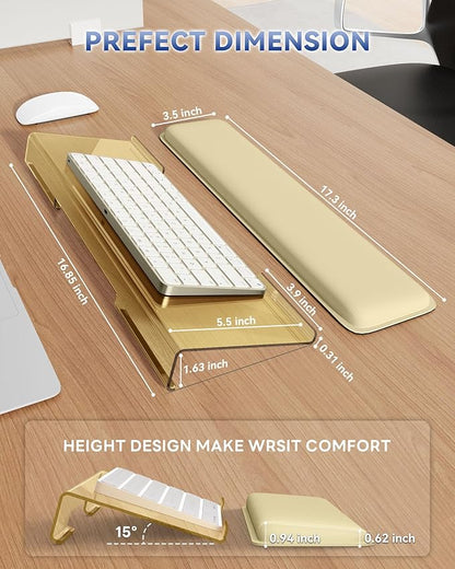 Laborio Computer Keyboard Wrist Rest Stand for Desktop, Keyboard Holder for Easy Typing with Wrist Pad for Office Desk, Home, School (Beige)