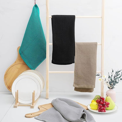 Homaxy 100% Cotton Waffle Weave Kitchen Dish Towels, Ultra Soft Absorbent Quick Drying Cleaning Towel, 13 x 28 Inches, 24-Pack, Tan