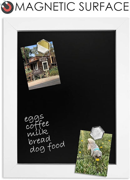 Loddie Doddie Magnetic Chalkboard Sign - 11 x 14 in, White Frame, Mounting Hardware - Easy-Erase Message Center - Magnetic Bulletin Board for Photos - Chalk Board Calendar for Wall Organization