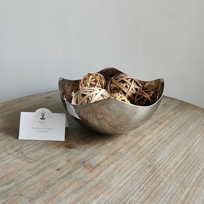 Hosley 5.75 Inch Diameter Silver Finish Metal Bowl, Ideal for Potpourri, LED Candles, Weddings, Special Events, Center Pieces, Craft. Use Decor to Coordinate O3