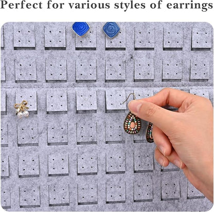 Lolalet Hanging Earring Holder Organizer with 20 Hooks for Women, Earring Organizer Wall Earrings Hanger Pierced Earring Storage, Felt Stud Earring Display, 608 Holes for Earrings- Grey, 1 Pack