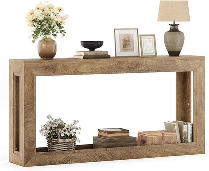 LITTLE TREE Narrow Console Tables, 63" Couch Table Behind Sofa, Extra Long Console Table for Entryway, Hallway, Living Room, Entrance, Foyer, Modern Light Oak Brown