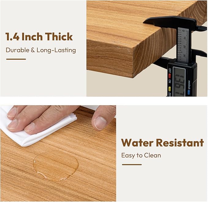 Vivelove Solid Wood Floating Shelves Set of 2, Elm Wood Wall Shelf with Invisible Bracket for Living Room Bedroom Bathroom Office, Rustic Farmhouse Decor Storage & Display, 36 inch - Natural