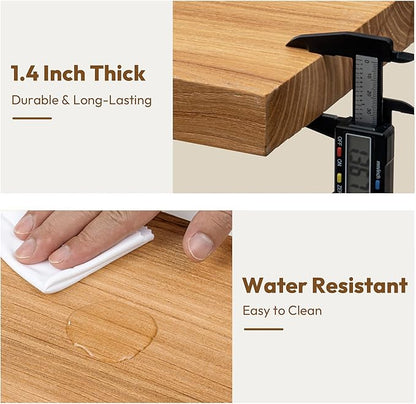 Vivelove Floating Shelves for Wall Solid Elm Wood, 24 Inches Long Rustic Wall Shelf with Invisible Bracket for Living Room Bedroom Bathroom Office Book, Farmhouse Wall Decor, Set of 2 - Natural