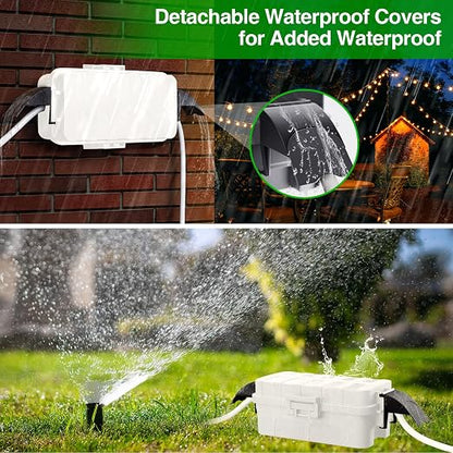 Flemoon [2 Pack] IP55 Small Outdoor Electrical Box Waterproof (Inner 5.9 x 3.2 x 1.8inch), Extension Cord Cover with Detachable Awning Covers for Plug, Outlet, Holiday Lights, White