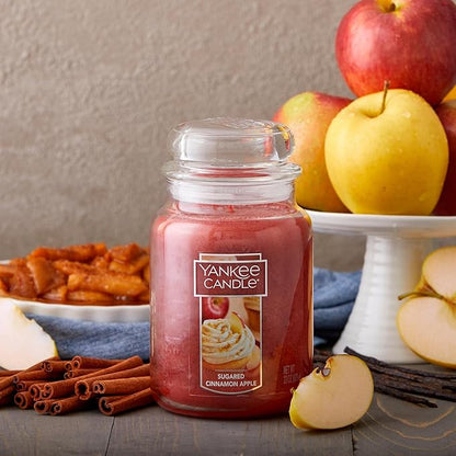 Yankee Candle Sugared Cinnamon Apple Scented, Classic 22oz Large Jar Single Wick Aromatherapy Candle, Over 110 Hours of Burn Time, Perfect for Fall and Autumn Home Décor