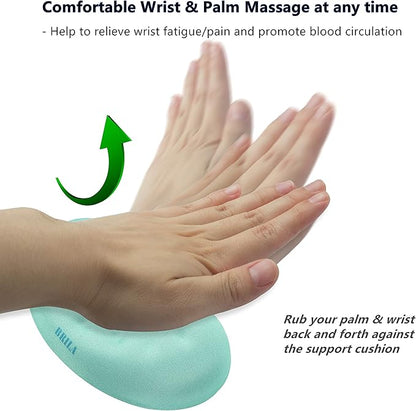 BRILA Ergonomic Memory Foam Mouse Wrist Rest Support Pad Cushion for Computer, Laptop, Office Work, PC Gaming - Massage Holes Design - Wrist Pain Relief (Aquamarine Mouse Wrist Rest)