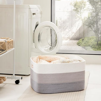 Artfeel Blanket Basket,Rectangle Woven Baskets for Storage,30L Laundry Basket for Decorative Nursery Blanket,Toys,Dirty Clothes and Magazine in Shelves,Baby Room,and Living Room