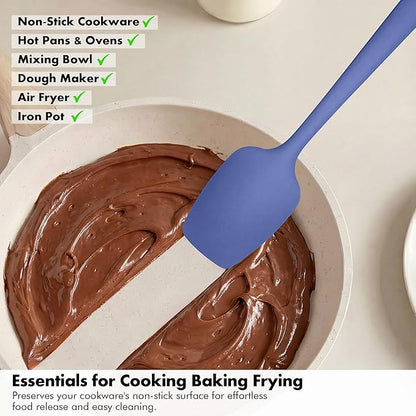 Ironberry Silicone Spoonula Set: 600ºF Heat Resistant Food Grade Cooking Baking Utensils, Kitchen Flexible Nonstick Rubber Pan Spoon Spatula for Mixing, Scrambling, Scooping (3 Pieces, Multicolor 4)