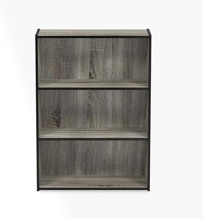 Furinno PASIR Book Shelf, 3-Tier Bookshelf, Storage Shelves Bookcase, 9.7 x 23.7 x 31.5, for Living Room, Bedroom, Home Office, French Oak
