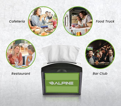 Alpine 6 Pack Tabletop Commercial Napkin Dispenser Restaurant Napkin Holder for Interfold Napkins with 2 Side Marketing Space Insert for Restaurants, Cafeterias, Food Trucks, Clubs - Black