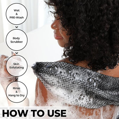 Authentic African Net Sponge - 2 Pieces Exfoliating Body Scrubber Bath Sponge - Back Scrub Washcloth for Shower - Face & Skin Care & Body Exfoliator Bathroom Essentials for Women