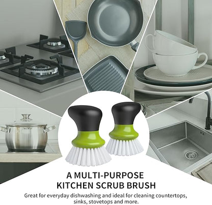 MR.SIGA Dish Scrub Brush, Palm Brush Dish Scrubber with Ergonomic Grip, Kitchen Brushes for Dishes, Green, Pack of 2