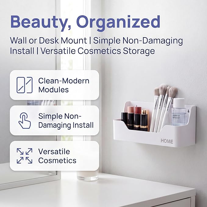 Wall Mounted Plastic Shelf, White, 1 Shelf, Ideal for Bedroom, Dorm, Office, RV - Easy to Install, Organizes Small Items