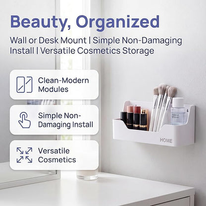 Wall Mounted Plastic Shelf, White, 1 Shelf, Ideal for Bedroom, Dorm, Office, RV - Easy to Install, Organizes Small Items
