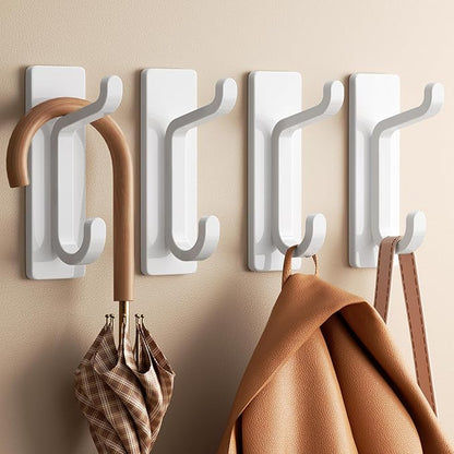 pickpiff 12 Pack Wall Hooks for Coat and Towel: 13LB Strong Adhesive Door Hanger Stick on, White