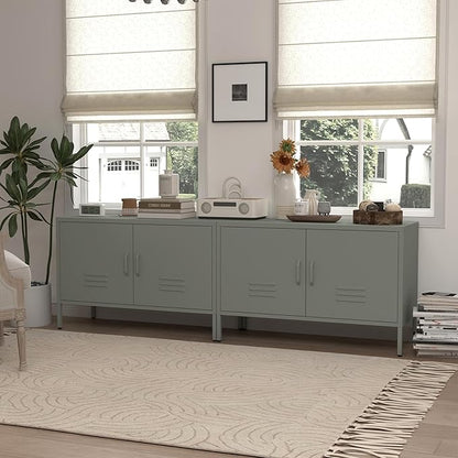 Metal Storage Cabinet,Short Locker Cabinet with Storage,Modern Cabinet for Bedroom,Classroom,Green