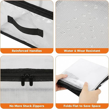 1 Pack Clear Storage Bags, PVC Foldable Blanket Storage Bags with Zipper & Handles for Sheet Organizers and Storage Closet Clothing Sweater Comforter Bedding Pillow (28.7x13.7x14.5 Inch)