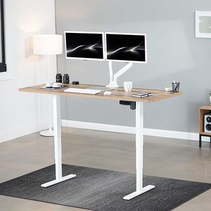 VIVO Electric 71 x 30 in Standing Desk, Touch Screen Adjustment, 176 lb Frame Support, 2E Series, Reclaimed Wood Top White Frame, DESK-KIT-2EW71P