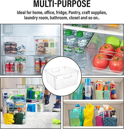 Extra Large Clear Plastic Storage Bins, Perfect for Kitchen Organization or Pantry Organization and Storage, Laundry Room, Fridge, Freezer Organizer Plastic Storage Containers for Organizing