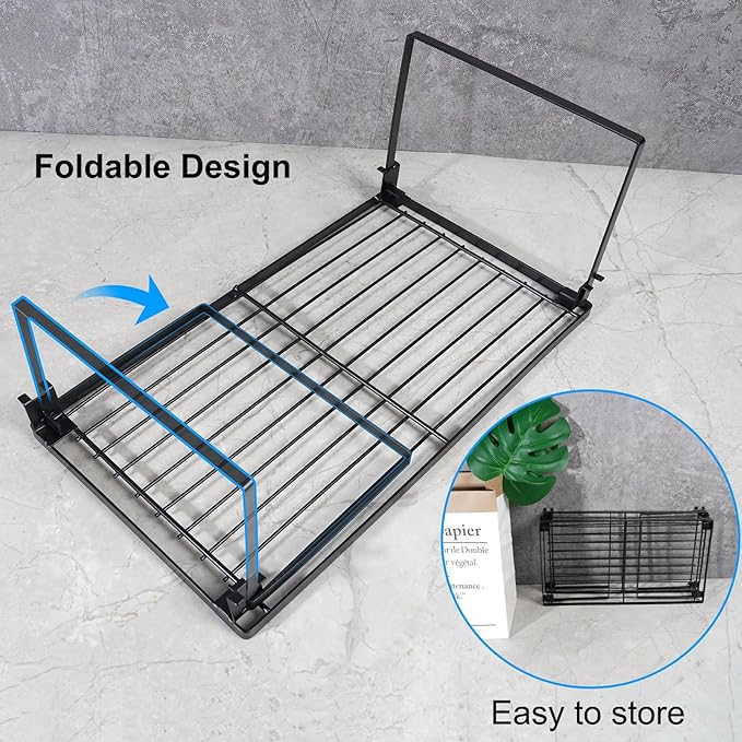 Tomorotec [2 Pack] Stackable Kitchen Storage Shelf Rack, Foldable Spice Rack Cabinet Organization Storage Shelves, Kitchen Shelves, Kitchen Counter & Cabinet Shelf Organizer,