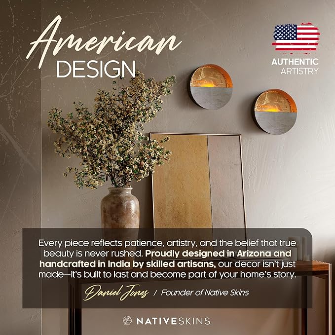 NativeSkins Eclipse Metal Wall Candle Sconces Set of Two Wall Candle Holders - Set of 2 Handcrafted Decorative Tea Light Sconce for Living Room Decor Gold Tea Holder