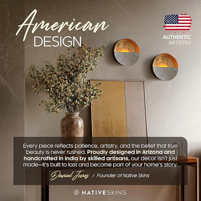 NativeSkins Eclipse Metal Wall Candle Sconces Set of Two Wall Candle Holders - Set of 2 Handcrafted Decorative Tea Light Sconce for Living Room Decor Gold Tea Holder