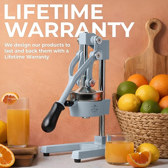 Zulay Kitchen Cast Iron Juicer - Heavy Duty Manual Juicer with Detachable Strainers for Easy Cleaning, Orange Juice Press for Citrus Fruits, Perfect for Bartenders, Juice Lovers & Health Enthusiasts