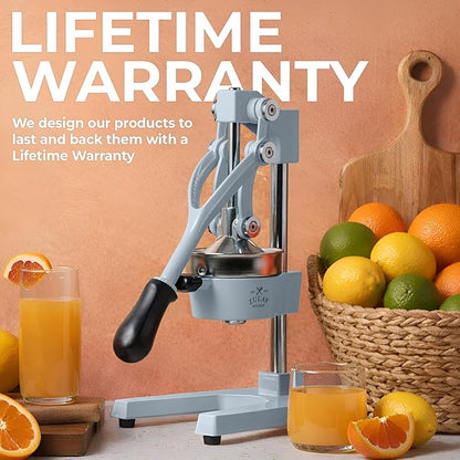 Zulay Kitchen Cast Iron Juicer - Heavy Duty Manual Juicer with Detachable Strainers for Easy Cleaning, Orange Juice Press for Citrus Fruits, Perfect for Bartenders, Juice Lovers & Health Enthusiasts