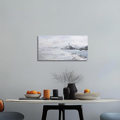Belmrxne Coastal Wall Art White and Grey Bathroom Wall Decor Moden Aesthetic Artwork Fashion Small Canvas Painting for Hallway Entryway Living Room Bedroom 12x24 Inches