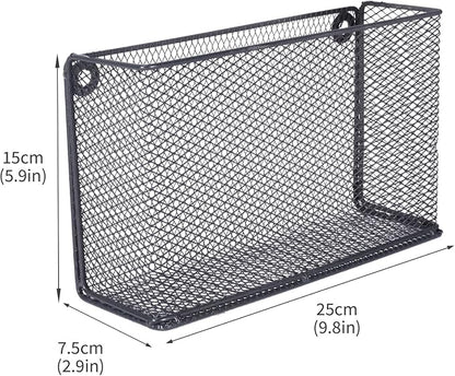 Foil and Plastic Wrap Organizer, Metal Grid Cabinet Door Organizer for Pantry Storage, Self-Adhesive Aluminum Foil Storage Holder with No-Drill Wall Mount for Kitchen Cabinets, Black