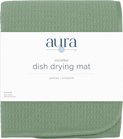 S&T INC. Dish Drying Mat XL, 18” x 24”, Absorbent Microfiber Kitchen Counter Mat, Dish Drying Pad for Dishes, Utensils, Pots and Pans, Extra Large, Sage Green
