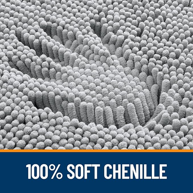 OLANLY Large Bathroom Rugs 59x35, Extra Soft Absorbent Chenille Bath Rugs, Rubber Backing Quick Dry, Machine Washable Bath Mats for Bathroom Floor, Tub and Shower, Home Decor Accessories, Light Grey
