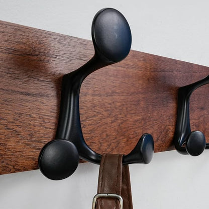 SKOLOO 24-Inch Wood Coat Rack Wall Mount with 5 Triple Hooks - Ideal for Family Entrances, Classrooms, and Pet Supplies Storage - Perfect Coat Hooks for Wall,Mahogany (Sapele)