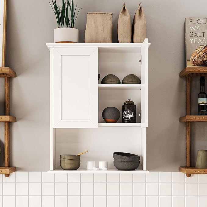 Bathroom Wall Cabinet, Over The Toilet Storage Cabinet, 23x29 Inch Medicine Cabinet with 2 Door & Adjustable Shelves, Bathroom Cabinet Wall Mounted for Laundry Room, Kitchen, Small Spaces