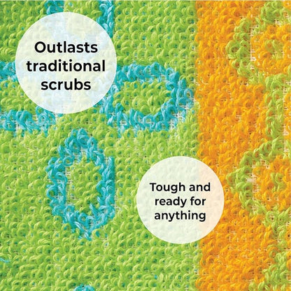 Skoy Scrub, 2-pack Reusable, Non-Scratching Dish Scrubber for Kitchen and Household Cleaning, Planet-Friendly, Dishwasher Safe Soft Scrub, Monochromatic Colors