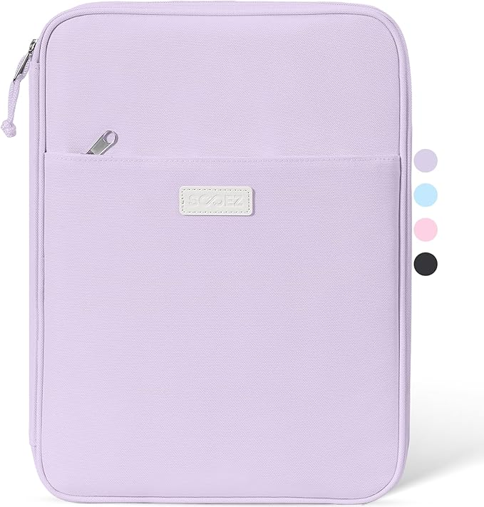 Sooez Zipper Binder Bag, 1 Inch Binders 3 Ring O-Ring, 5-Tab Dividers Expanding File Folder, 500-Sheet Capacity Three Ring Binder, Cute Organizer Storage for Student School Classroom Supplies, Purple