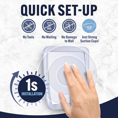 Small Travel Shower Mirror - Fogless Shower Shaving Mirror with Triple Suction Cups, Anti-Fog & Shatterproof Stick On Shave Mirror for Bathroom and Travel - 5.3" x 5.3"
