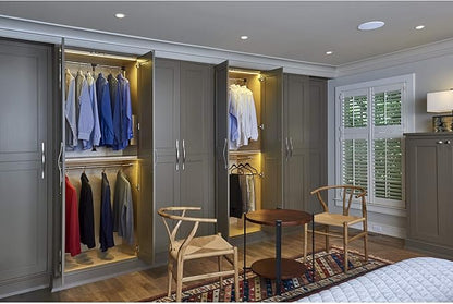 Rev-A-Shelf 35"-48" Pull Down Adjustable Side Mounted Closet Rod for Kitchen/Bathroom Cabinets w/Telescoping Handle & Hardware, Chrome, CPDR-3548