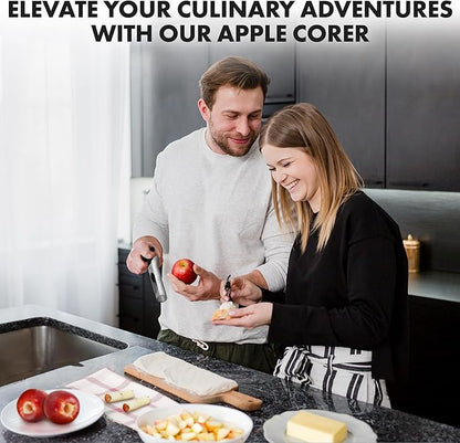 Zulay Kitchen Ultra Sharp Apple Corer Tool - Stainless Steel, Sharp & Serrated Blade Cores in Seconds - Easy to Use & Clean, Durable Apple Core Remover for Apples & Small Fruits - Black