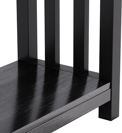 ChooChoo Mission Coffee Table, Black Wood Living Room Table with Shelf, 47 inch