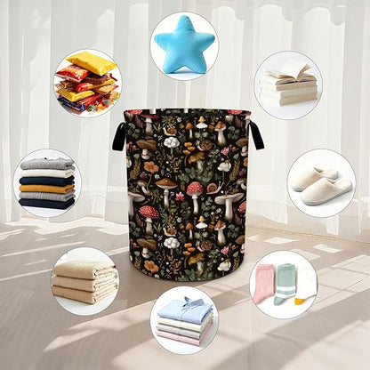 Mushroom Laundry Basket Waterproof Laundry Hamper Foldable Laundry Bag with Handles for Bedroom, Bathroom, Office, Clothes Storage