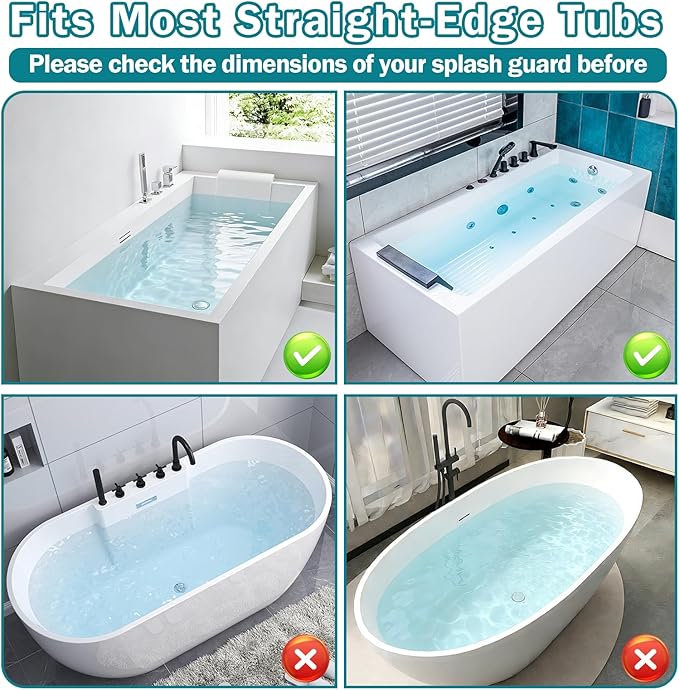 Bathtub Splash Guard for Tub Kids- 31" Extra Long Silicone Bath Play Shelf, Toy Tray & Caddy Holder, Prevent Water Spills & Messy Floors, Tub Edge Guard for Bathroom- Grey