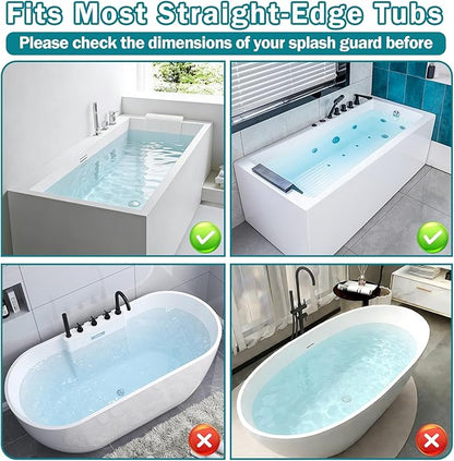 Bathtub Splash Guard for Tub Kids- 31" Extra Long Silicone Bath Play Shelf, Toy Tray & Caddy Holder, Prevent Water Spills & Messy Floors, Tub Edge Guard for Bathroom- Grey