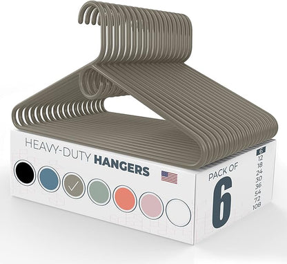 Neaties Heavy Duty Clothes Hangers 6 Pack – Made in The USA – 8lb Capacity Plastic Hangers for Adult Clothing – Durable for Pants, Coats, Jackets, or Jeans – Gray