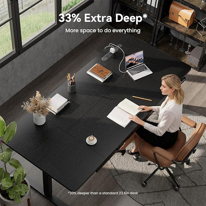 HLDIRECT Electric Standing Desk, Extra Large 79 x 31.5 Inches Height Adjustable Table with Outlets, Sit Stand Computer Desk with Drawers for Home Office, Ergonomic Rising Workstation, Black