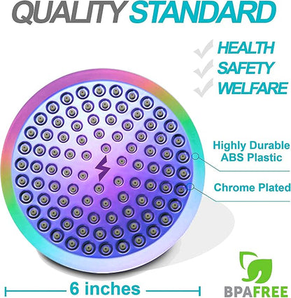 SparkPod Rain Shower Head, 6 Inch Round | High Pressure Shower Heads, 90 Nozzle (Touch-to-Clean), Adjustable Showerhead, No-tool Universal Connection